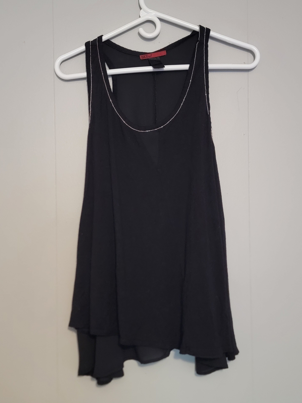 BKE Black Flowy Tank Top with Contrast Trim
